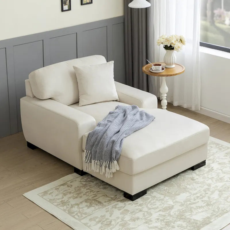 Canapé-lit méridienne surdimensionné de style moderne du milieu du siècle avec coussin