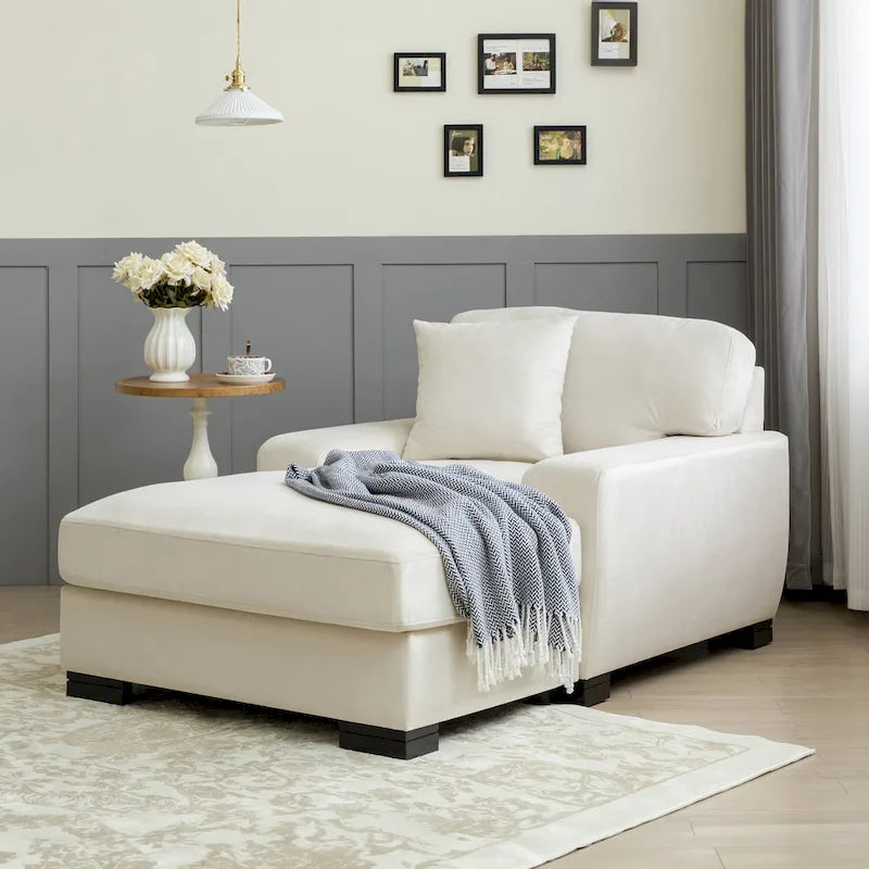 Canapé-lit méridienne surdimensionné de style moderne du milieu du siècle avec coussin