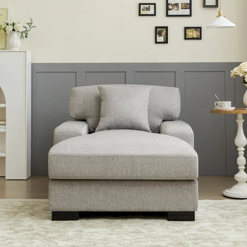 Canapé-lit méridienne surdimensionné de style moderne du milieu du siècle avec coussin