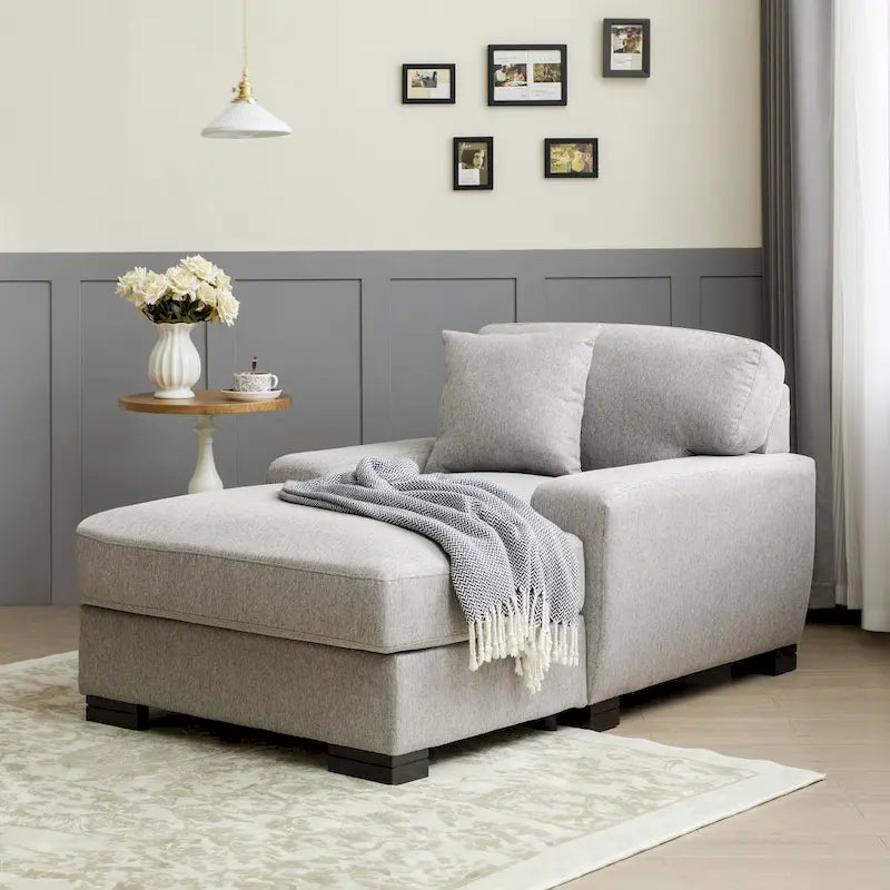Canapé-lit méridienne surdimensionné de style moderne du milieu du siècle avec coussin