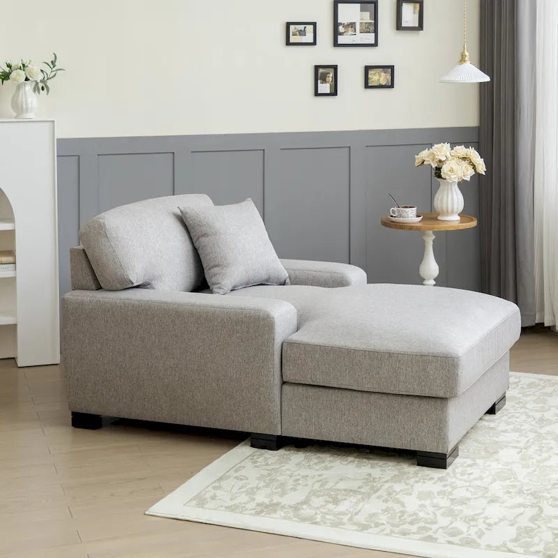 Canapé-lit méridienne surdimensionné de style moderne du milieu du siècle avec coussin