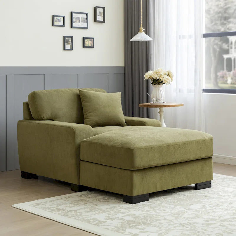 Canapé-lit méridienne surdimensionné de style moderne du milieu du siècle avec coussin