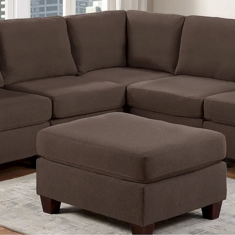 Pouf en tissu aspect lin
