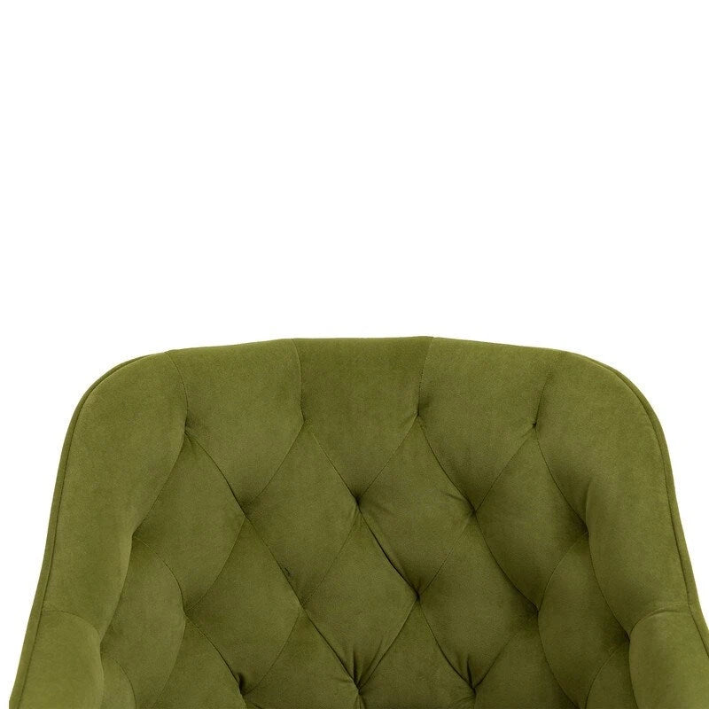 Chaise de bureau moderne en velours, réglable en hauteur, dossier mi-haut, pieds argentés.