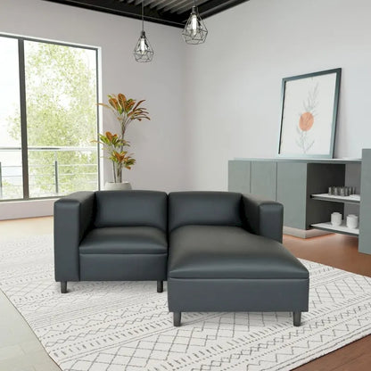 Canapé d'angle Coast to Coast Sofas style Mid-Century Modern, revêtement en similicuir, structure en bois massif, capitonné