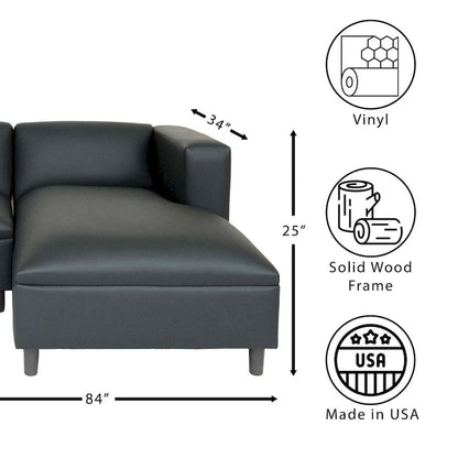 Canapé d'angle Coast to Coast Sofas style Mid-Century Modern, revêtement en similicuir, structure en bois massif, capitonné
