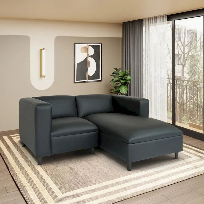 Canapé d'angle Coast to Coast Sofas style Mid-Century Modern, revêtement en similicuir, structure en bois massif, capitonné