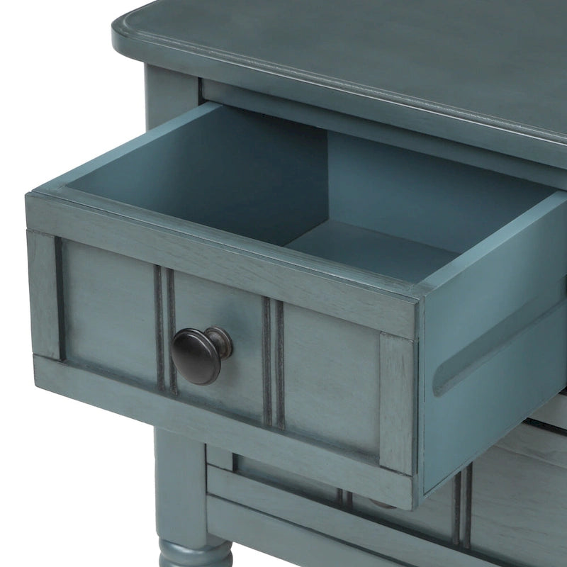 Console étroite, table d'appoint fine avec trois tiroirs de rangement et une étagère inférieure - 60,2 cm (L) x 33 cm (l) x 79 cm (H)