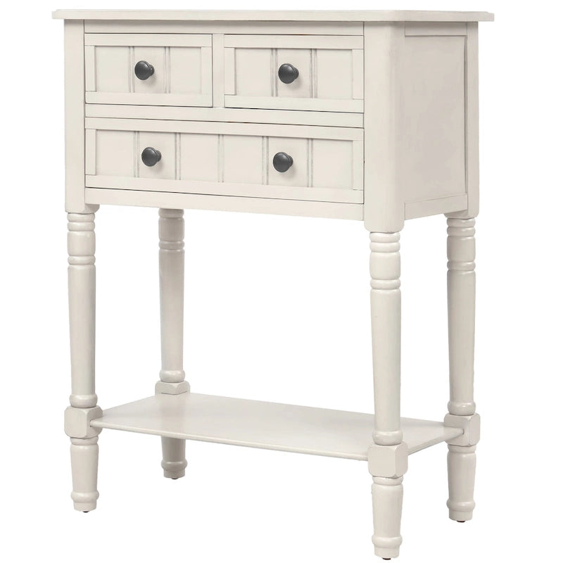 Console étroite, table d'appoint fine avec trois tiroirs de rangement et une étagère inférieure - 60,2 cm (L) x 33 cm (l) x 79 cm (H)