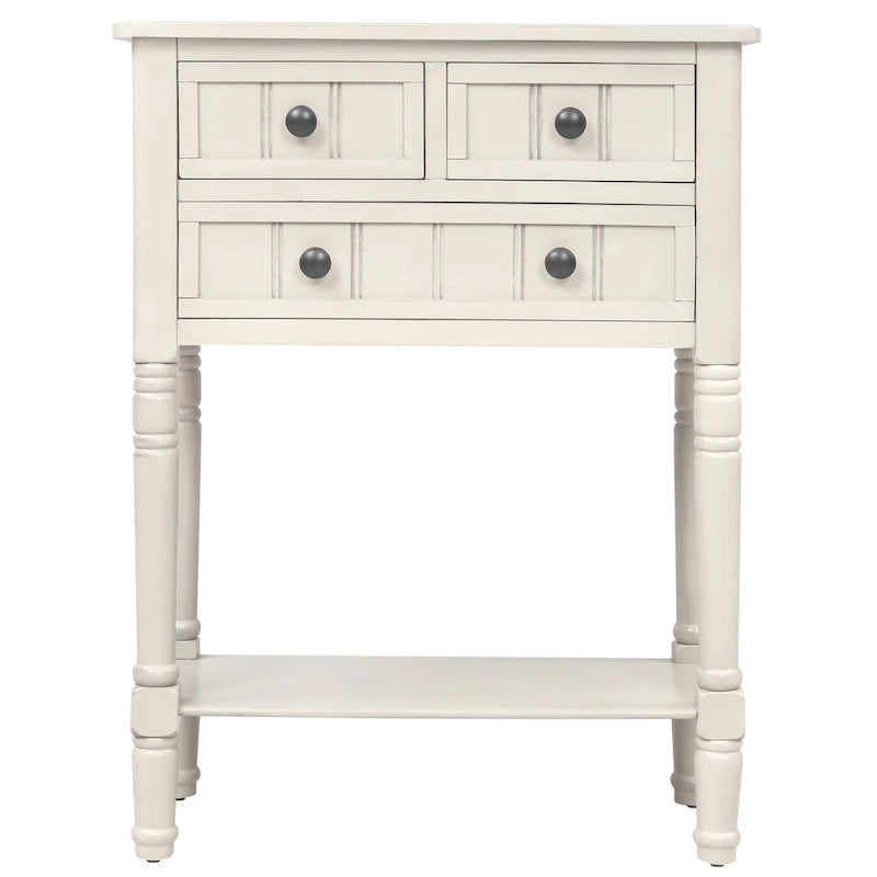 Console étroite, table d'appoint fine avec trois tiroirs de rangement et une étagère inférieure - 60,2 cm (L) x 33 cm (l) x 79 cm (H)