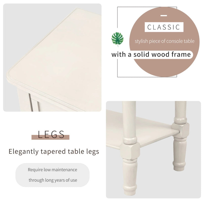 Console étroite, table d'appoint fine avec trois tiroirs de rangement et une étagère inférieure - 60,2 cm (L) x 33 cm (l) x 79 cm (H)
