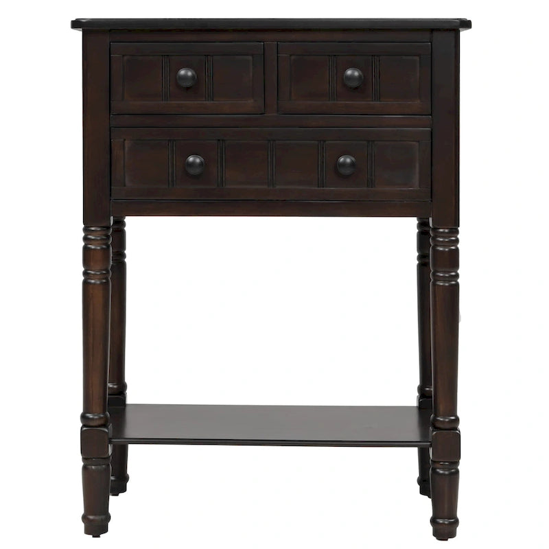 Console étroite, table d'appoint fine avec trois tiroirs de rangement et une étagère inférieure - 60,2 cm (L) x 33 cm (l) x 79 cm (H)