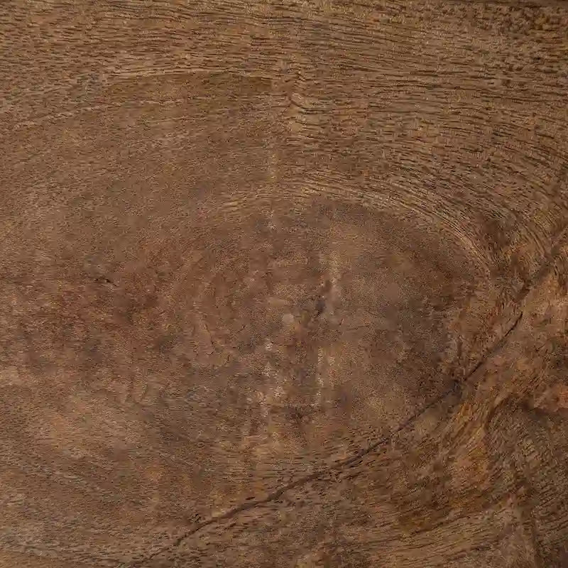 Table d'appoint/de chevet Maddox en bois massif brun moyen avec structure en métal noir, en forme de C