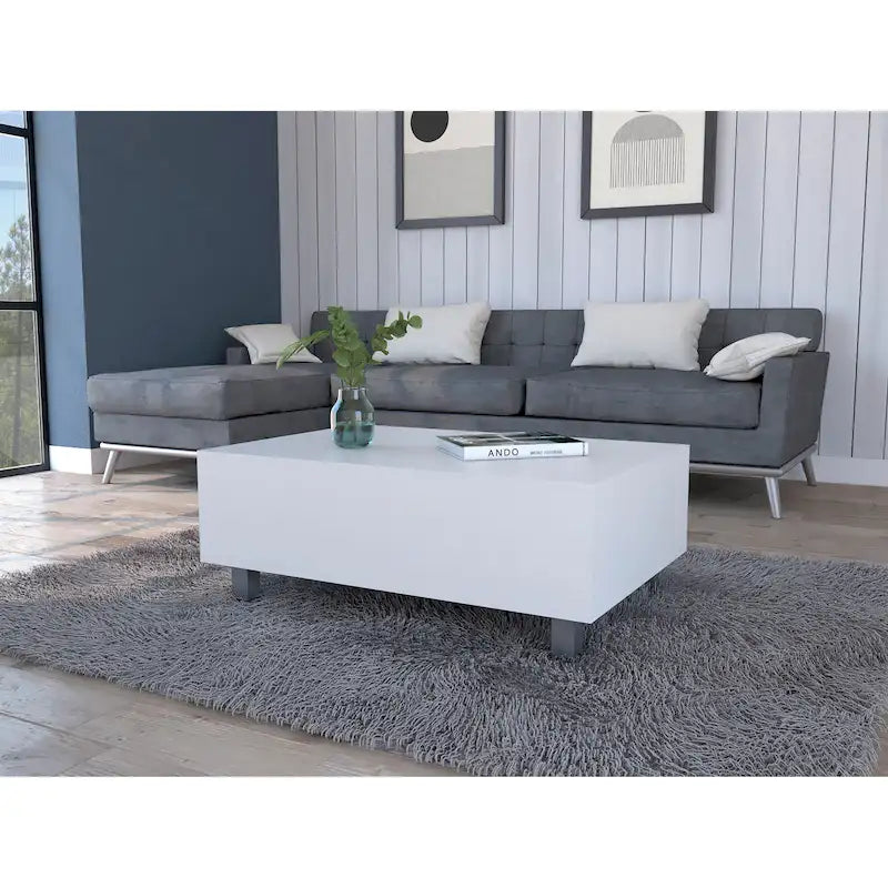 Table basse relevable Boston de FM Furniture avec compartiment de rangement dissimulé