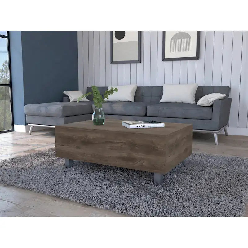 Table basse relevable Boston de FM Furniture avec compartiment de rangement dissimulé