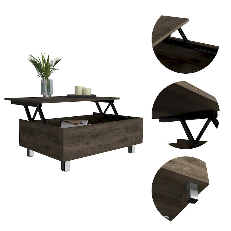 Table basse relevable Boston de FM Furniture avec compartiment de rangement dissimulé