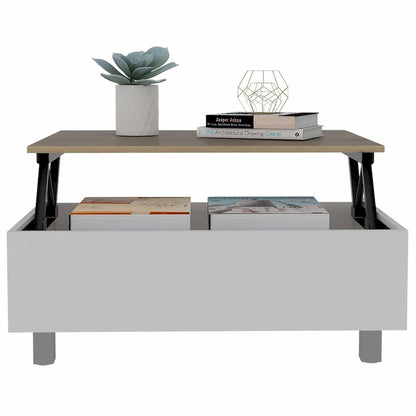 Table basse relevable Boston de FM Furniture avec compartiment de rangement dissimulé