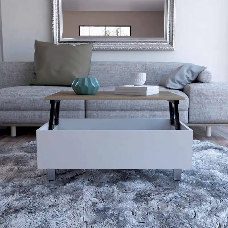 Table basse relevable Boston de FM Furniture avec compartiment de rangement dissimulé