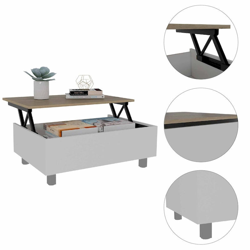 Table basse relevable Boston de FM Furniture avec compartiment de rangement dissimulé