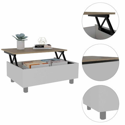 Table basse relevable Boston de FM Furniture avec compartiment de rangement dissimulé