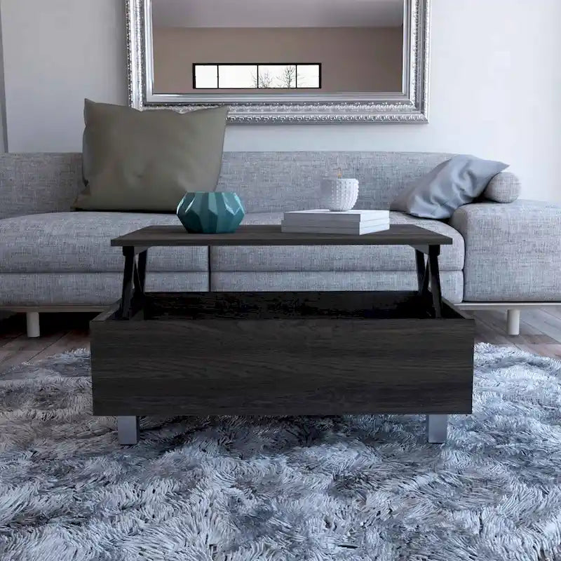 Table basse relevable Boston de FM Furniture avec compartiment de rangement dissimulé