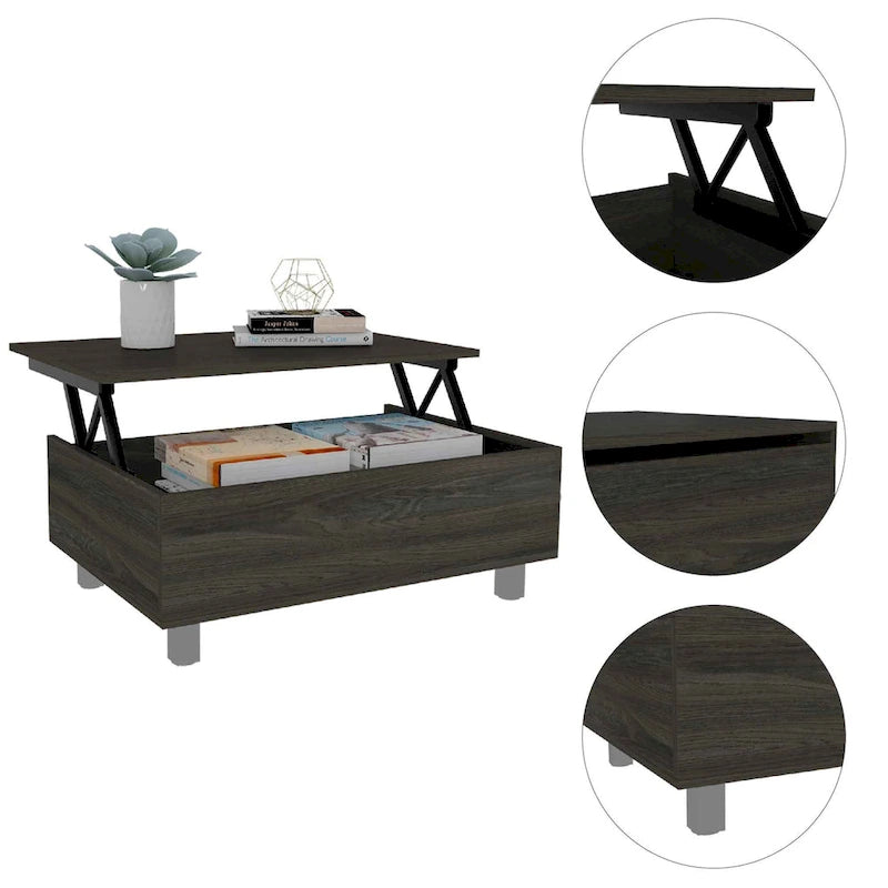 Table basse relevable Boston de FM Furniture avec compartiment de rangement dissimulé