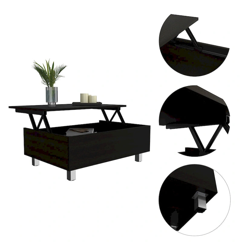 Table basse relevable Boston de FM Furniture avec compartiment de rangement dissimulé