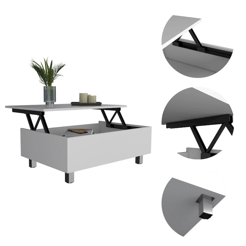 Table basse relevable Boston de FM Furniture avec compartiment de rangement dissimulé