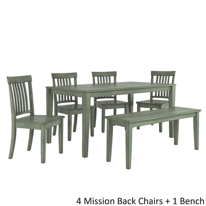 Ensemble de salle à manger rectangulaire Wilmington II 60 pouces, vert sauge antique, par iNSPIRE Q Classic