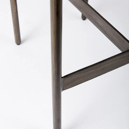 Tabouret de bar Millie, assise en cuir véritable noir et structure en métal nickelé
