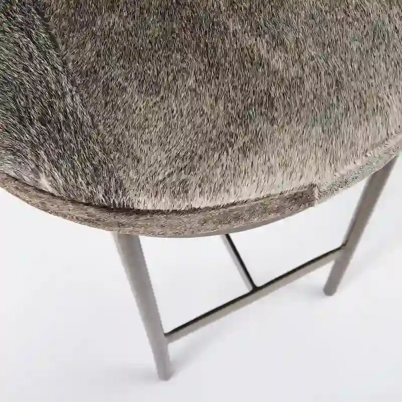 Tabouret de bar Millie, assise en cuir véritable noir et structure en métal nickelé