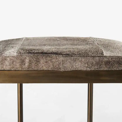 Tabouret de bar Millie, assise en cuir véritable noir et structure en métal nickelé