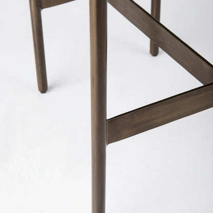 Tabouret de bar Millie, assise en cuir véritable noir et structure en métal nickelé
