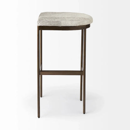 Tabouret de bar Millie, assise en cuir véritable noir et structure en métal nickelé