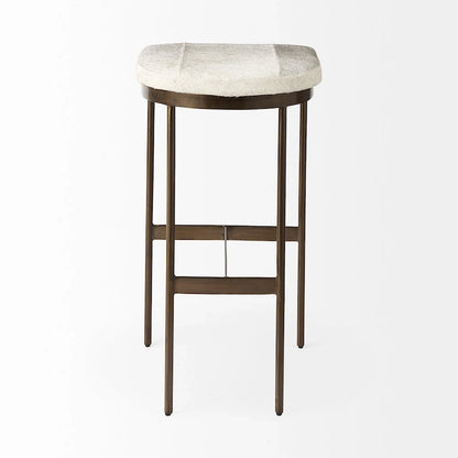 Tabouret de bar Millie, assise en cuir véritable noir et structure en métal nickelé