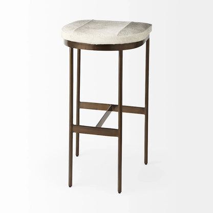 Tabouret de bar Millie, assise en cuir véritable noir et structure en métal nickelé
