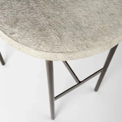 Tabouret de bar Millie, assise en cuir véritable noir et structure en métal nickelé