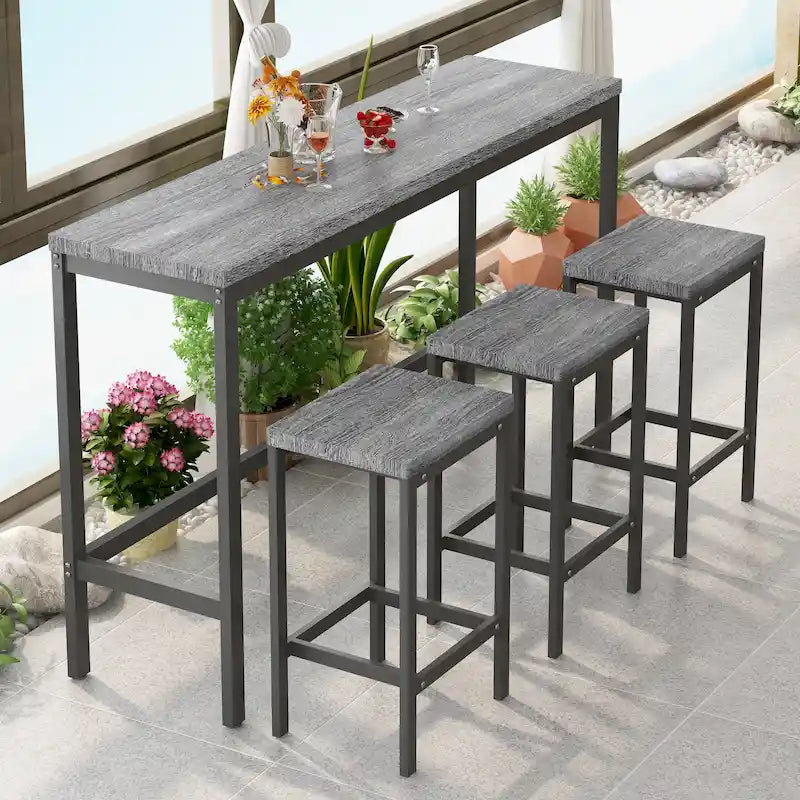 Ensemble table de bar avec 3 tabourets