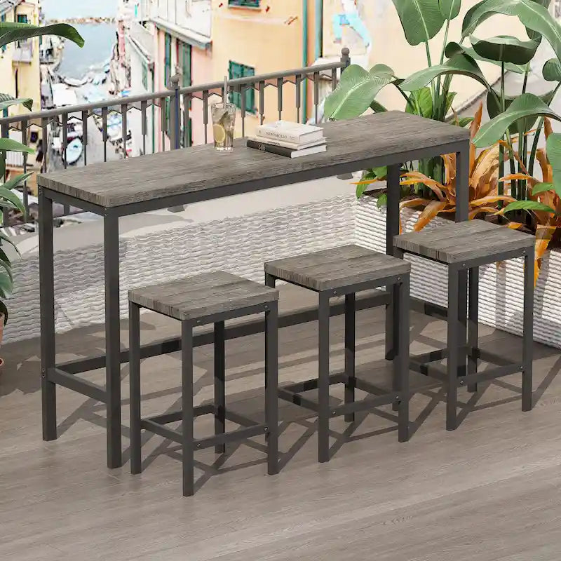 Ensemble table de bar avec 3 tabourets