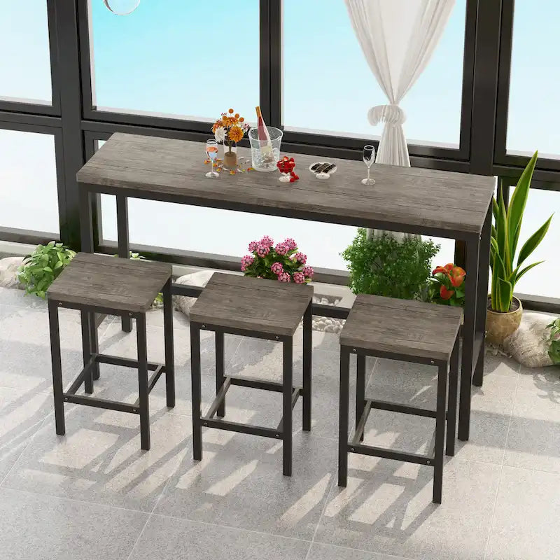 Ensemble table de bar avec 3 tabourets