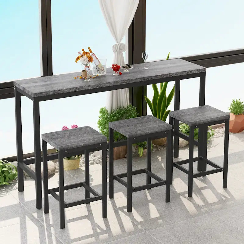 Ensemble table de bar avec 3 tabourets