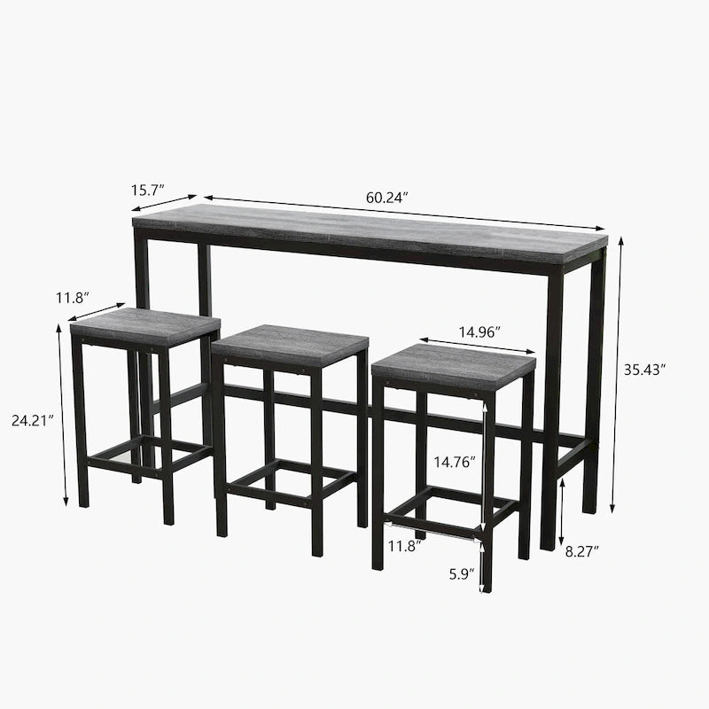 Ensemble table de bar avec 3 tabourets
