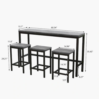 Ensemble table de bar avec 3 tabourets