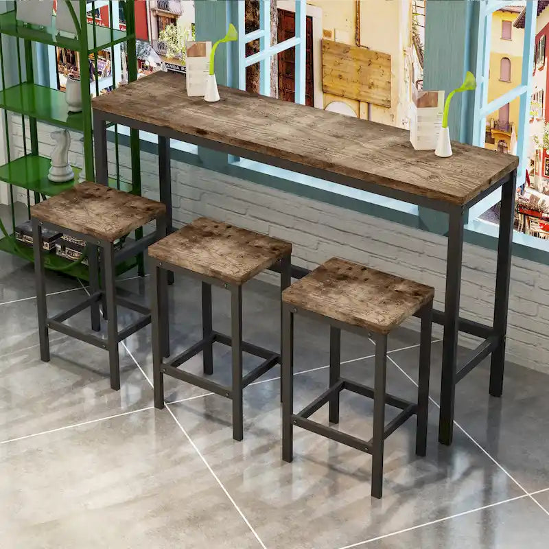 Ensemble table de bar avec 3 tabourets