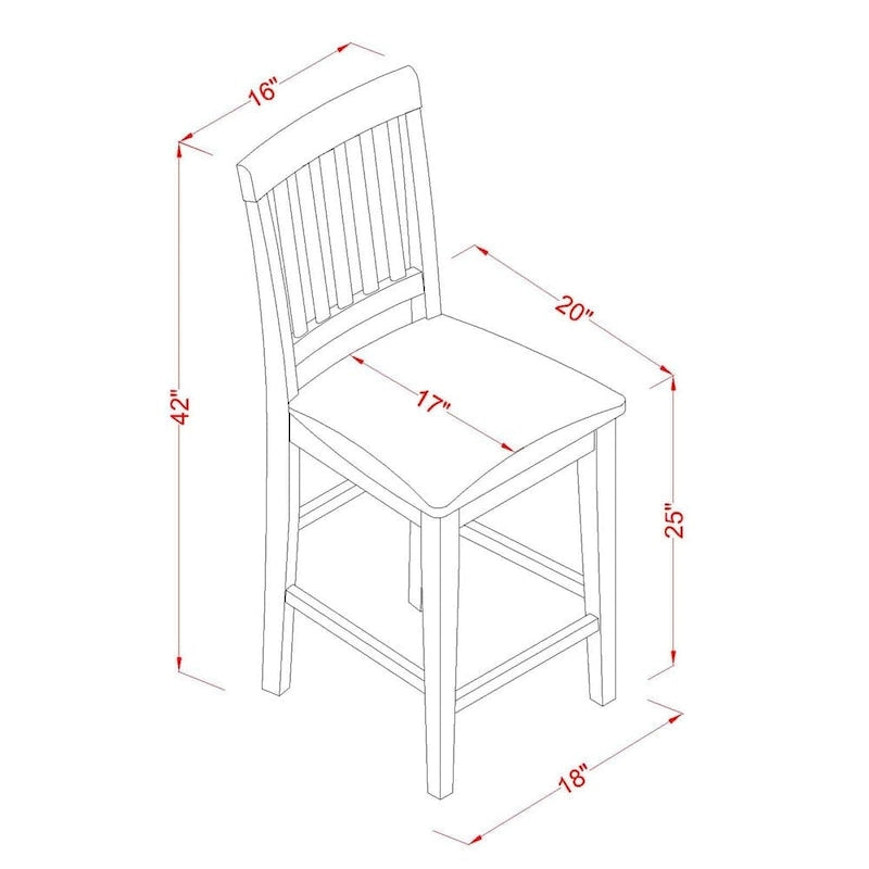 Ensemble de bar 3 pièces East West Furniture – une table à manger carrée et 2 chaises de cuisine, acajou (options de type de siège)