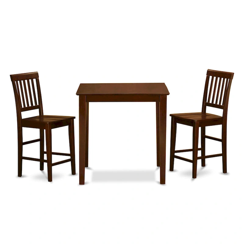 Ensemble de bar 3 pièces East West Furniture – une table à manger carrée et 2 chaises de cuisine, acajou (options de type de siège)