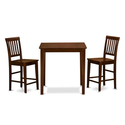 Ensemble de bar 3 pièces East West Furniture – une table à manger carrée et 2 chaises de cuisine, acajou (options de type de siège)