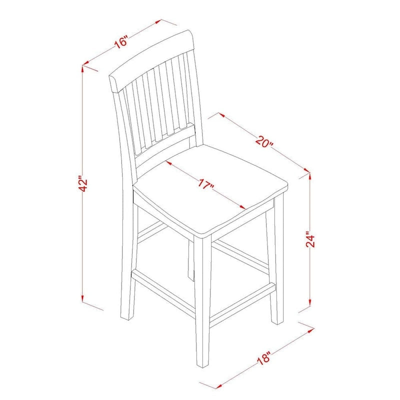Ensemble de bar 3 pièces East West Furniture – une table à manger carrée et 2 chaises de cuisine, acajou (options de type de siège)