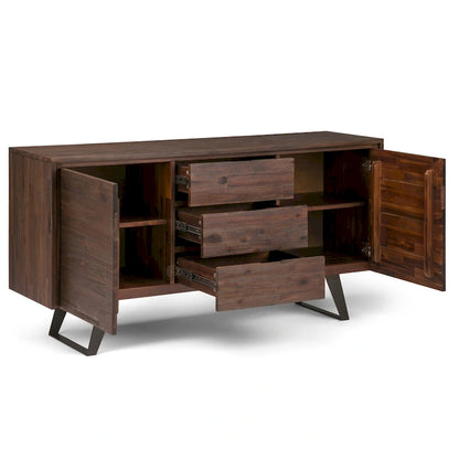 Buffet rectangulaire moderne industriel en bois de chêne WYNDENHALL Mitchell Metal de 152 cm de large - 152 x 43 x 76 cm