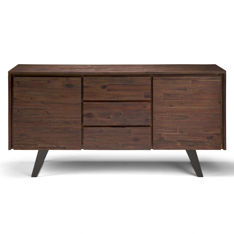 Buffet rectangulaire moderne industriel en bois de chêne WYNDENHALL Mitchell Metal de 152 cm de large - 152 x 43 x 76 cm